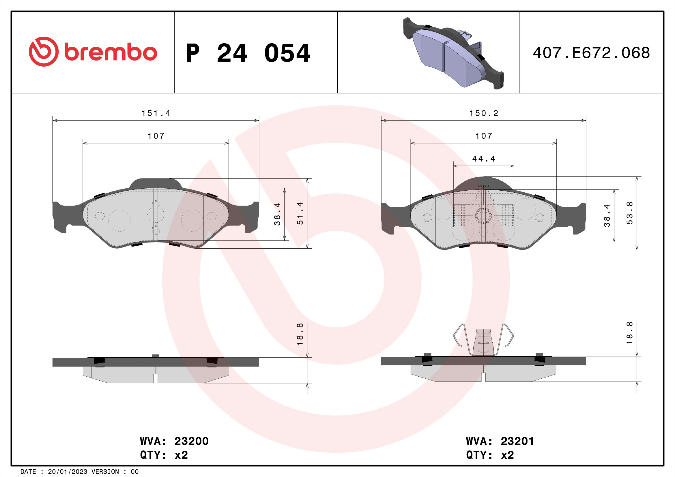 A.B.S. P 24 054 BREMBO Bremsbelagsatz, Scheibenbremse